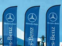 Benz bowhead banners with the fiberglass modular pole