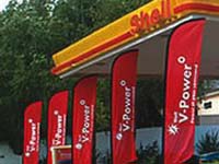 Bowhead banners and teardrop banners in the oil station